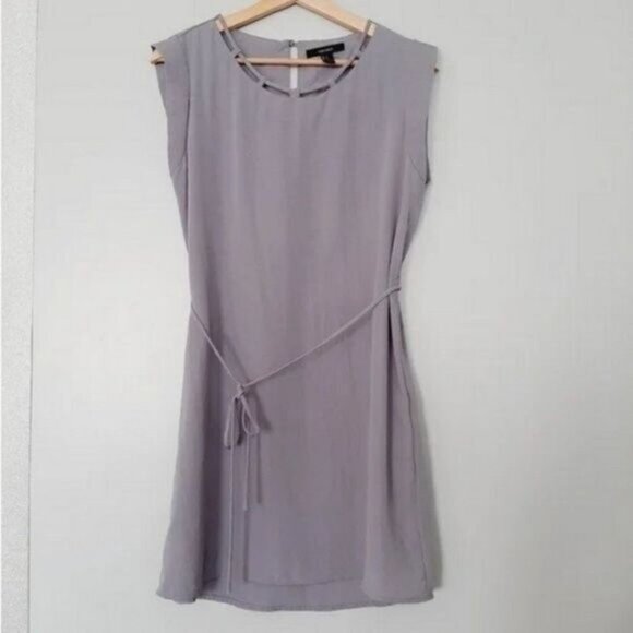 FOREVER 21 Satin Flowy Neutral Light Gray Shirt Mini Dress Sz S - Picture 2 of 12